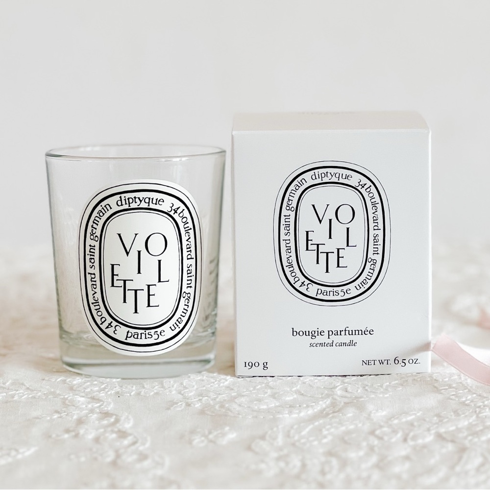 Diptyque Violette Glass Candle Jar NO CANDLE